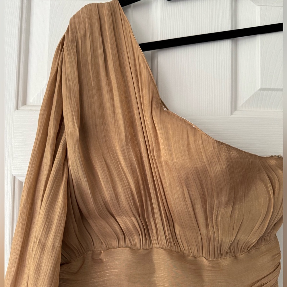 Anthropologie One-Shoulder Metallic Wide-Leg Jumpsuit, Size 4 - Picture 12 of 14